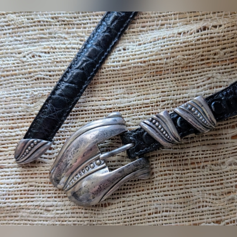 Kieselstein-Cord • 1981 Vintage Alligator 🐊 Belt w/ Sterling Buckle RARE